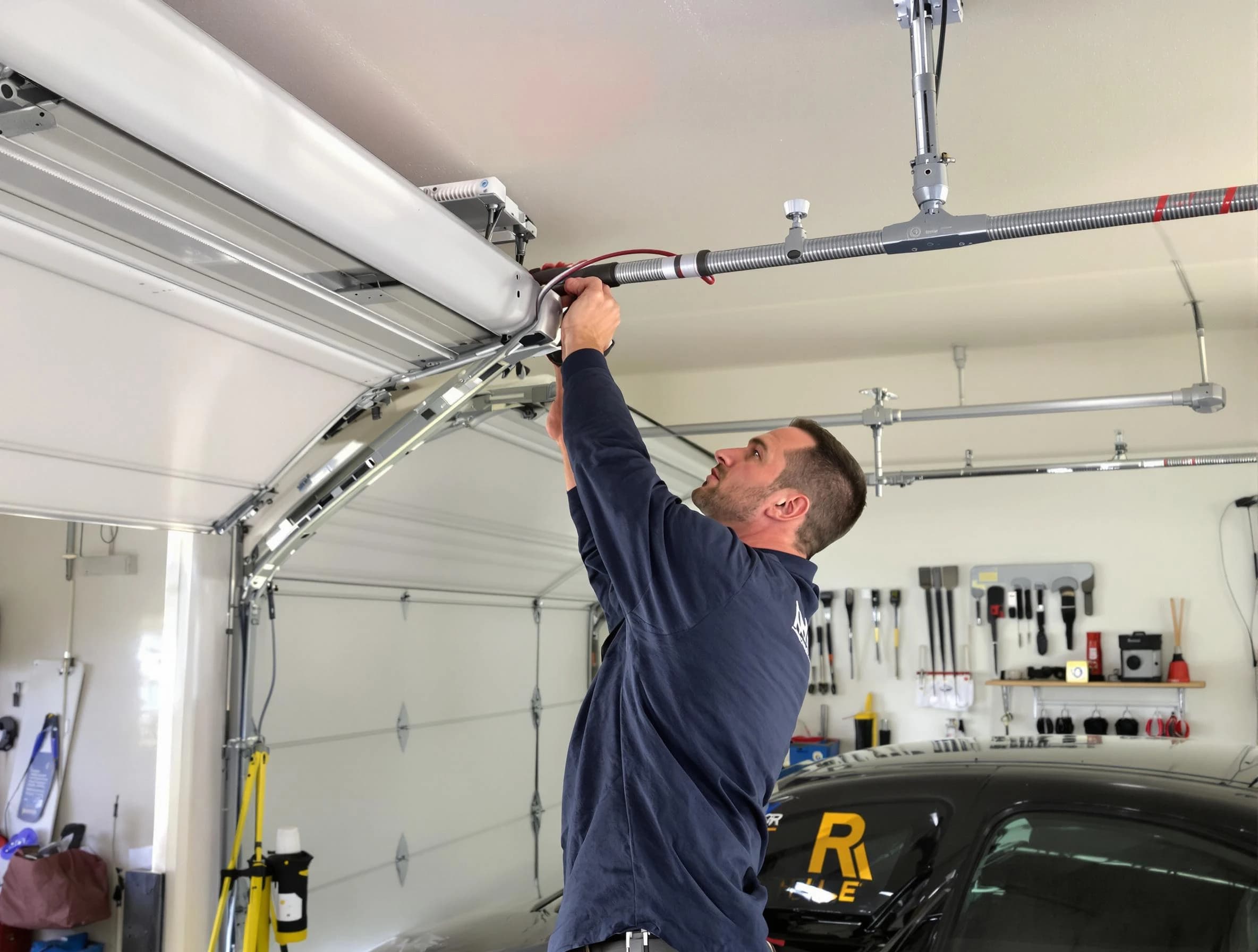 Minnetonka Garage Door Repair technician performing garage door cable repair in Minnetonka