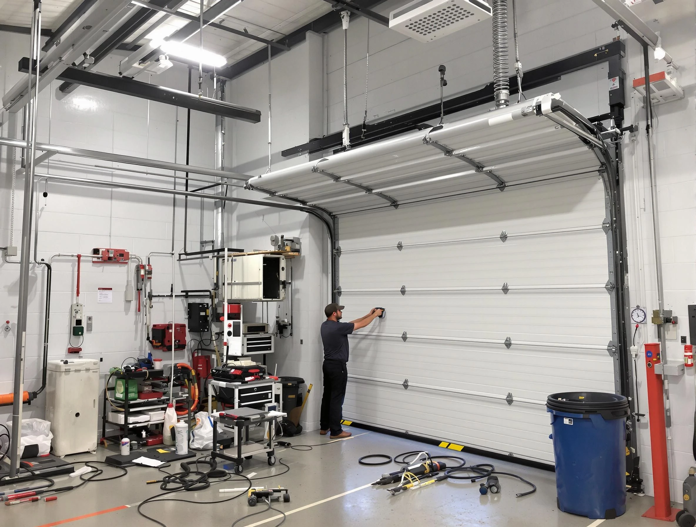 Minnetonka Garage Door Repair certified technician performing commercial door repair at a Minnetonka business facility