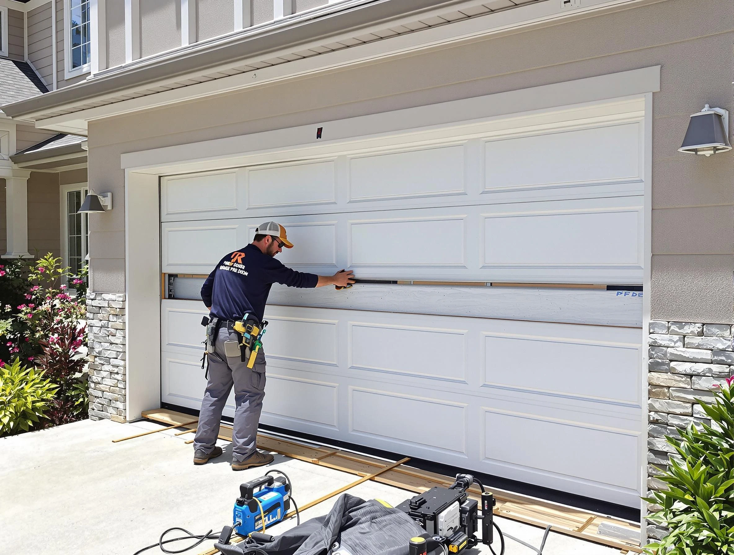 Minnetonka Garage Door Repair team performing complete garage door replacement at Minnetonka residence