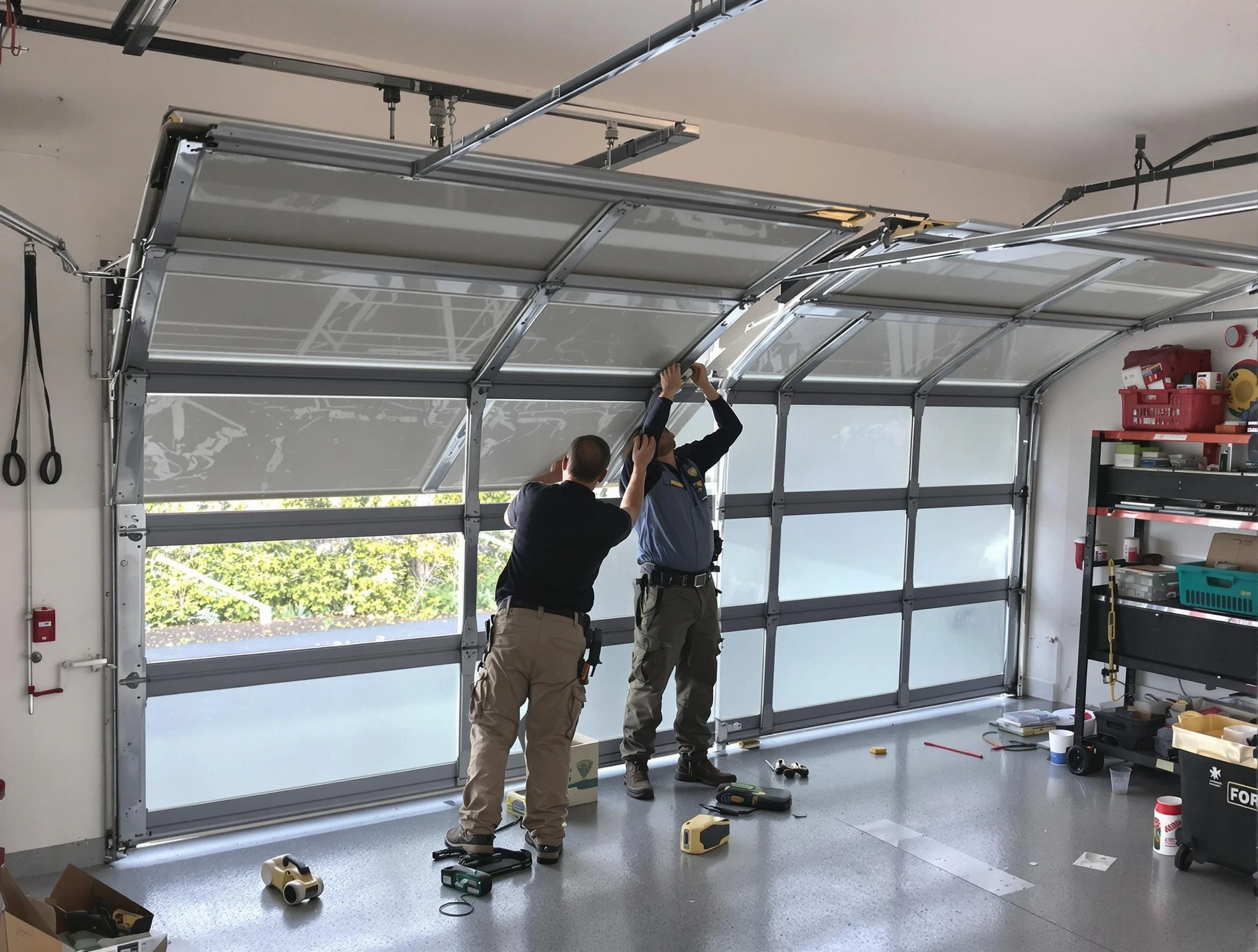 Minnetonka Garage Door Repair expert performing precise panel replacement on Minnetonka garage door