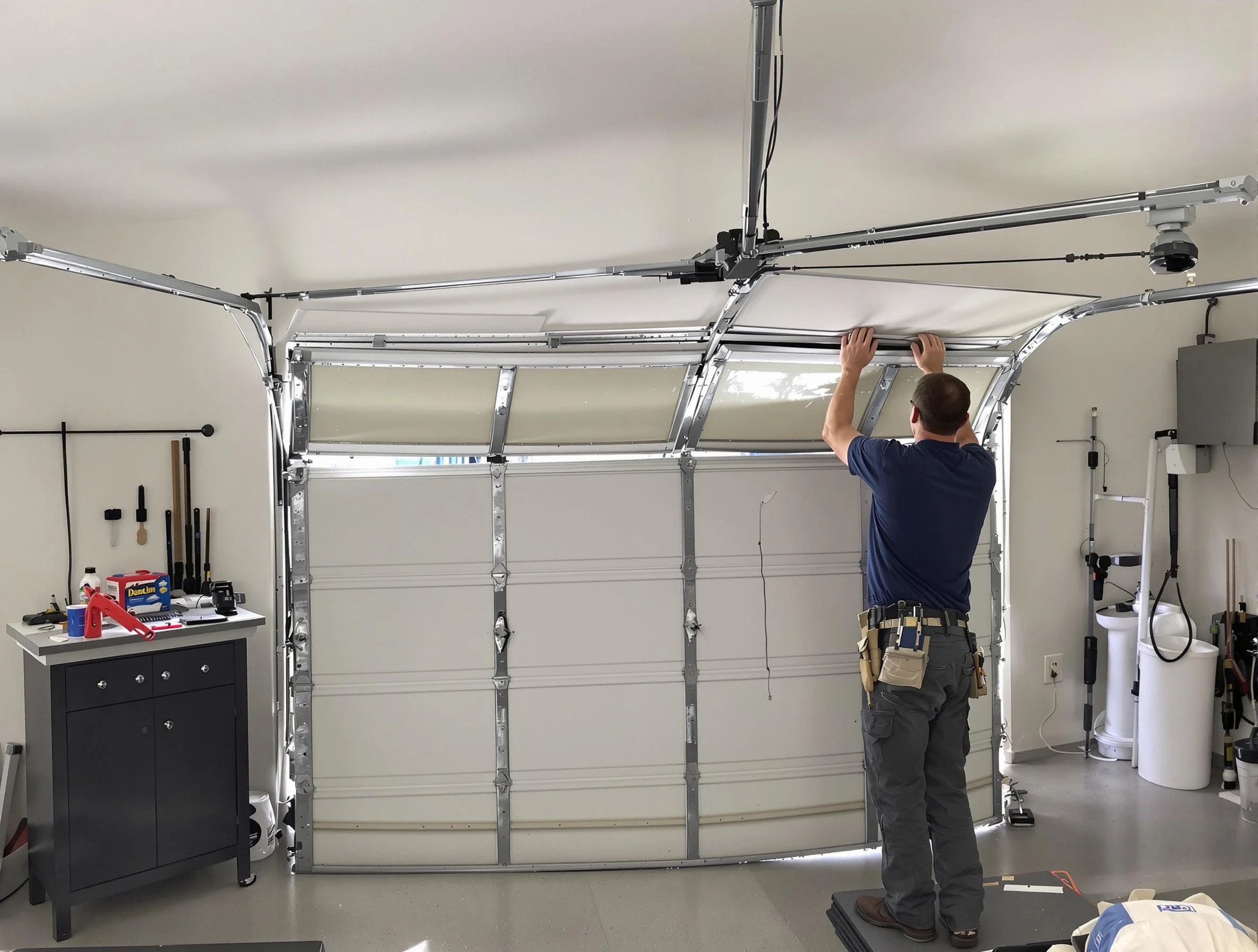 Minnetonka Garage Door Repair specialist performing precise section replacement on Minnetonka garage door
